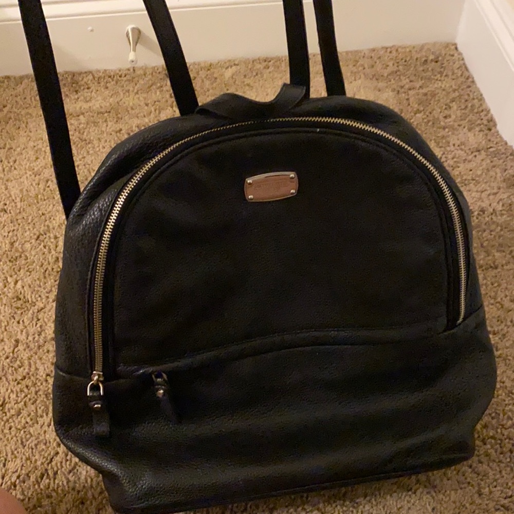 Michael Kors black leather backpack